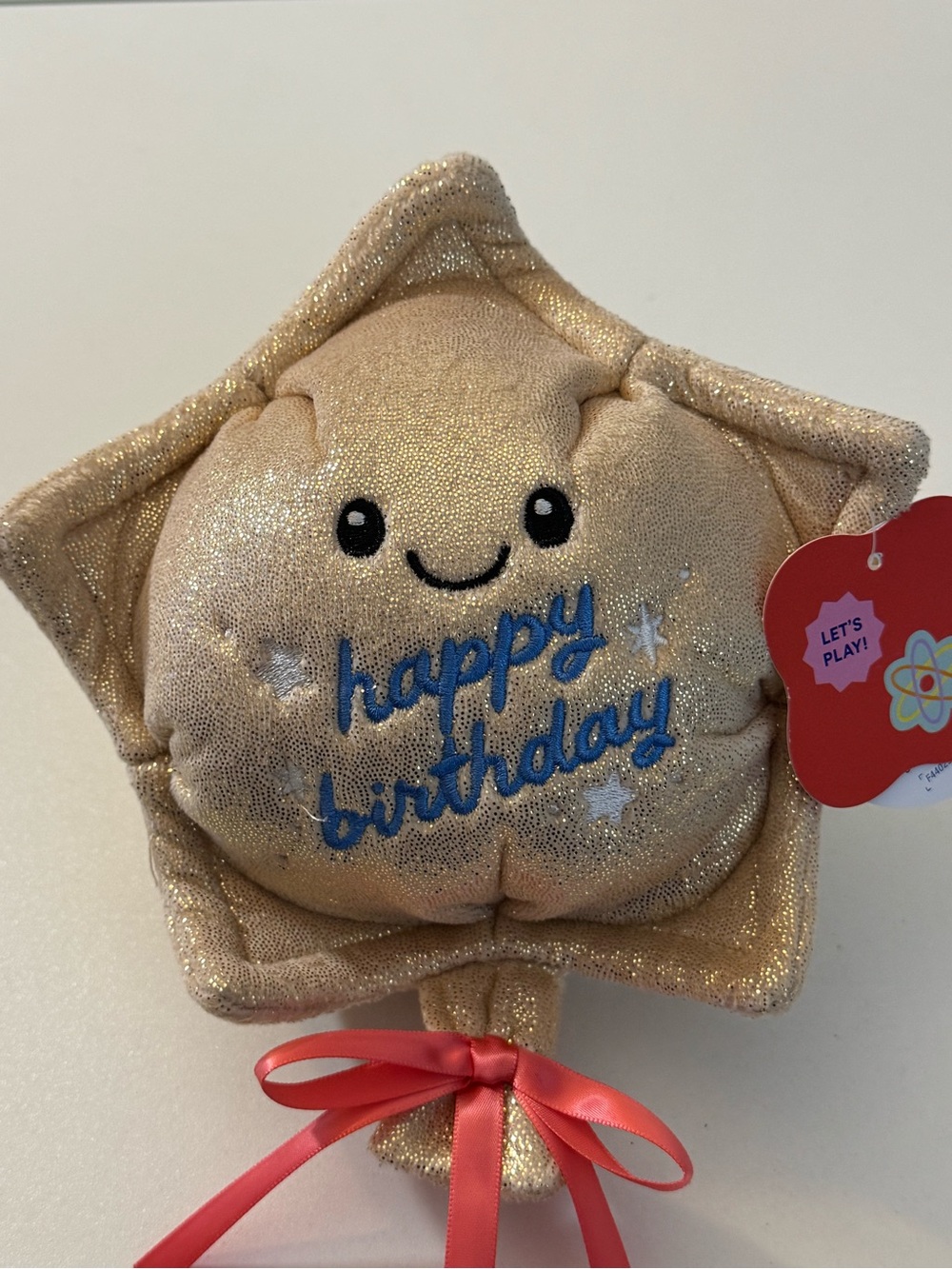 Gold Sparkle Star Plush Wand - Happy Birthday